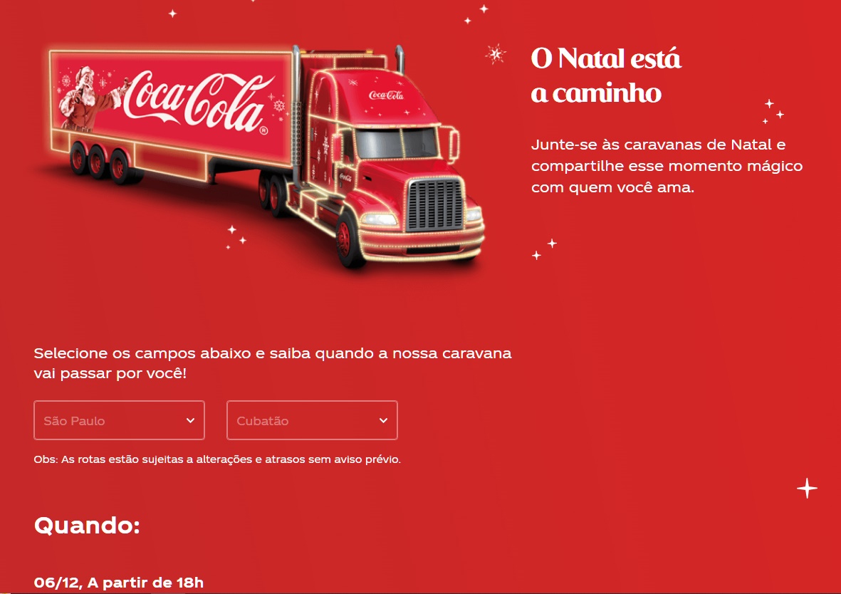 Caravana Coca Cola de Natal vai passar por Cubatão dia 06 12 TPC Notícias